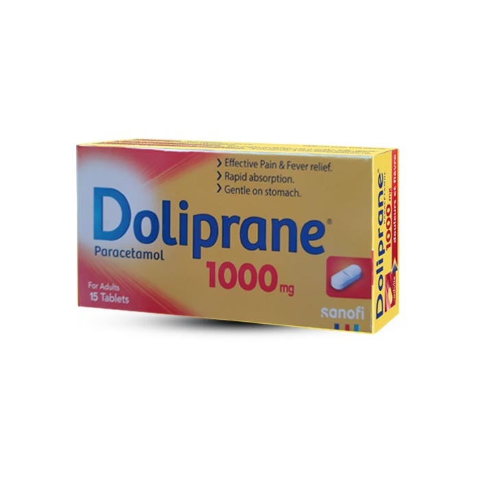 صورة منتج أقراص دوليبران مسكن للألام وخافض للحراره تحتوي علي 1000مجم باراسيتامول 15قرص